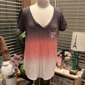 Torrid Gray, Peach and white Ombre V-Neck Tee